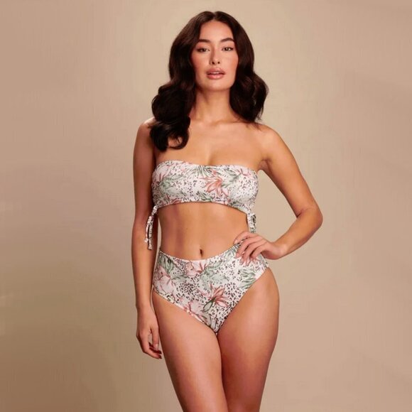 NWT Quintsoul tropical floral & animal print bikini top & reversible bottom set - Picture 1 of 16